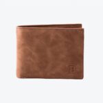 Petit portefeuille compact camel pour homme à l'aspect daim
