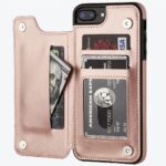 Coque portefeuille en cuir rose pour iphone