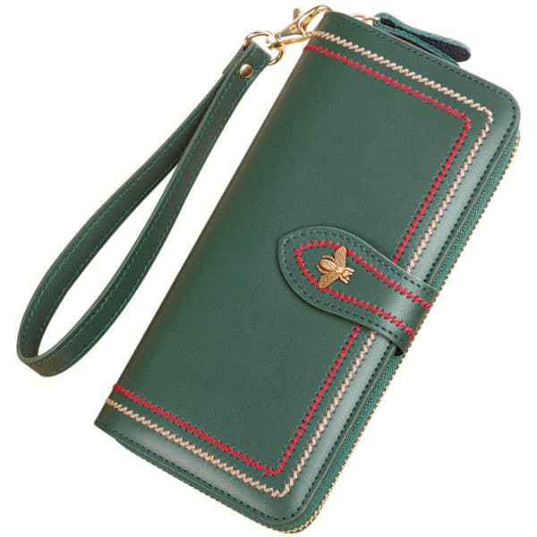 Grand portefeuille de luxe en cuir vert pour femme 8951 bc9gyi