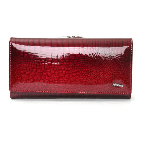 Grand portefeuille en cuir rouge à effet crocodile 8960 3ytzmh