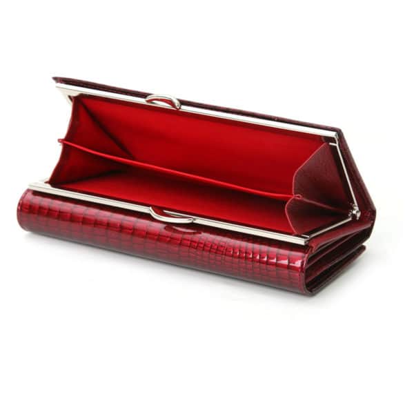 Grand portefeuille en cuir rouge à effet crocodile 8960 gn80pk