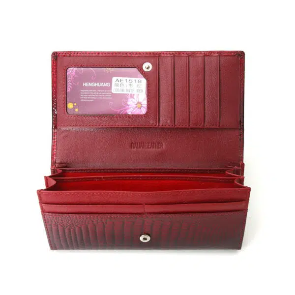 Grand portefeuille en cuir rouge à effet crocodile 8960 ramn7o