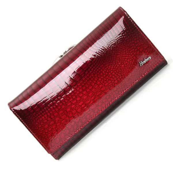 Grand portefeuille en cuir rouge à effet crocodile 8960