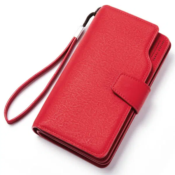 Grand portefeuille rouge en cuir rangement cartes 9167 tlokah