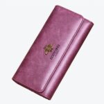 Grand portefeuille cuir rose à motif abeille