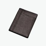 Portefeuille fin en cuir grainé marron