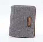 Très joli portefeuille en toile de canva grise pour étudiant.