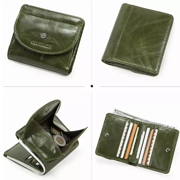 Mini portefeuille en cuir lisse vert mini portefeuille en cuir lisse vert 3