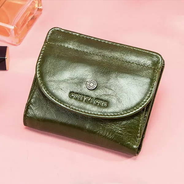 Mini portefeuille en cuir lisse vert mini portefeuille en cuir lisse vert