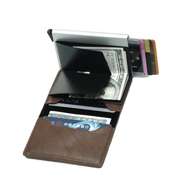 Mini portefeuille en cuir PU et métal noir mini portefeuille en cuir pu et metal noir 13