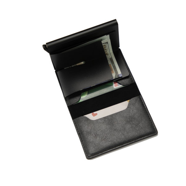 Mini portefeuille en cuir PU et métal noir mini portefeuille en cuir pu et metal noir 3