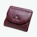 Portefeuille en cuir de vache rouge fonce
