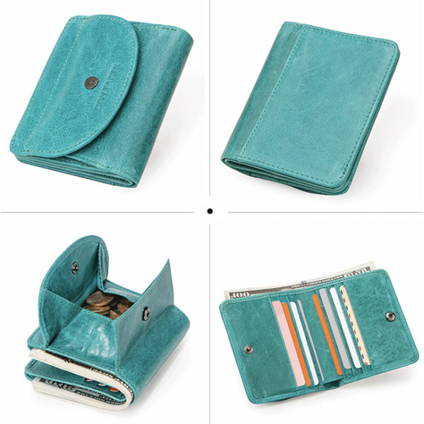 Mini portefeuille en cuir turquoise pour femmes mini portefeuille en cuir turquoise pour femmes 10