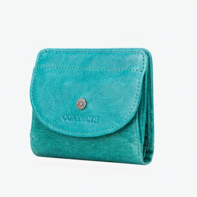 Mini orte feuille turquoise en cuir