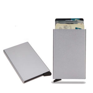 Portefeuille porte-carte en metal gris