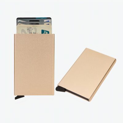 Portefeuille porte-carte en metal doré