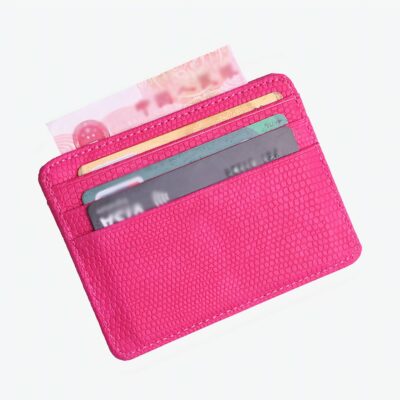 Portefeuille porte-carte fin rose fuchsia