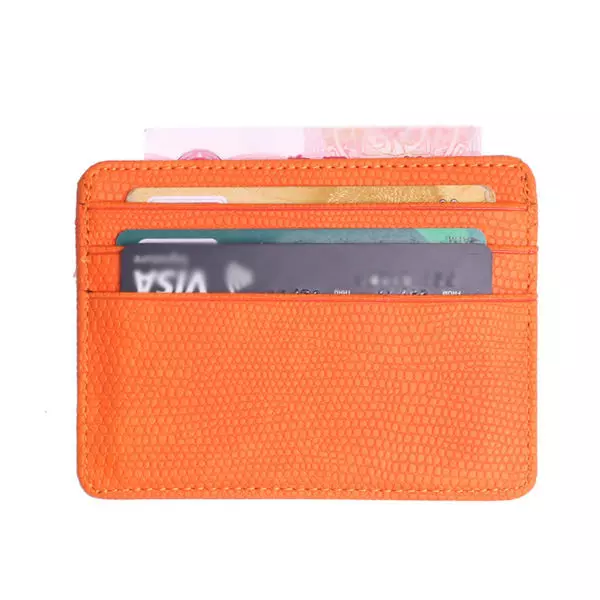 Portefeuille portecarte en cuir synthétique orange