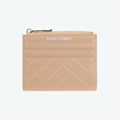 Portefeuille fin effet matelassé beige