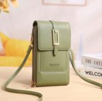 Magnifique sac portefeuille en similicuir vert avec finitions dorées