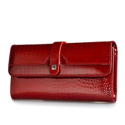 Portefeuille rouge peau de crocodile
