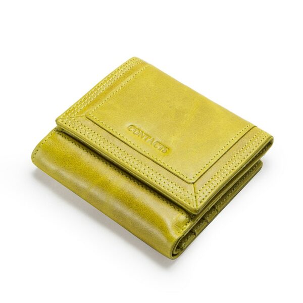 Petit portefeuille compact jaune en cuir de vache 10655 efntsj