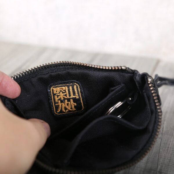 Mini portefeuille porte-clé en cuir noir 10775 fmu1d2