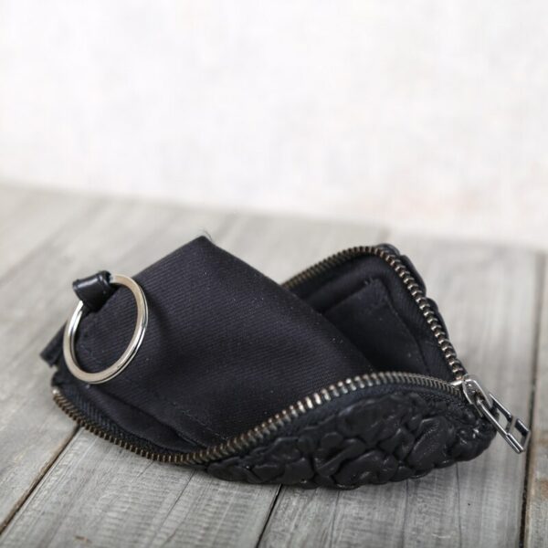 Mini portefeuille porte-clé en cuir noir 10775 qydn5o