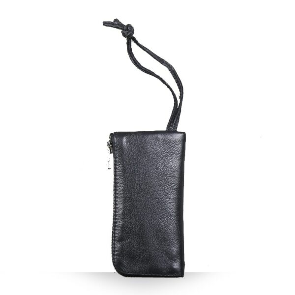 Mini portefeuille porte-clé en cuir noir 10775 vrtkhj