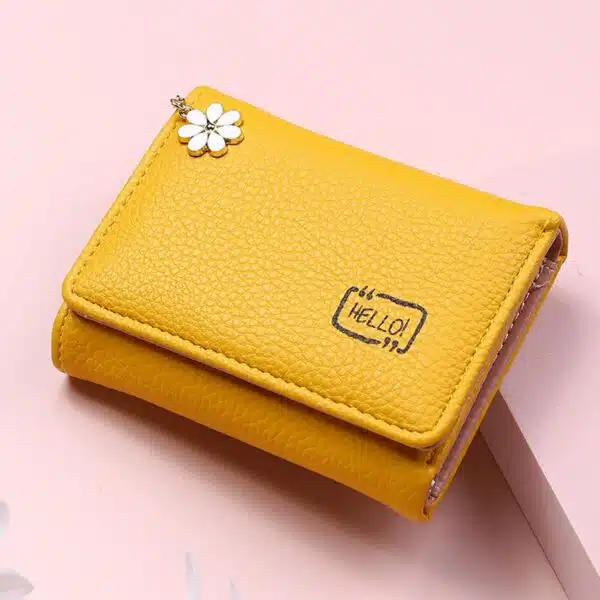 Petit portefeuille jaune à pendentif fleur 10843 9ttd4m