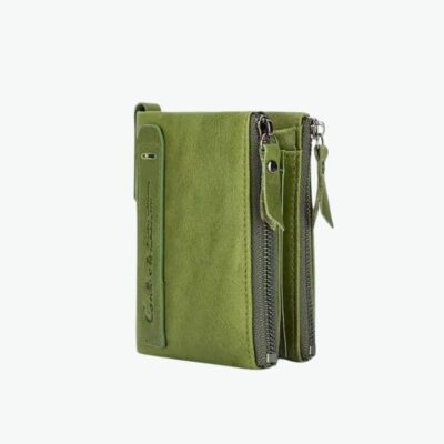 Portefeuille vert pour femme avec plusieurs poches