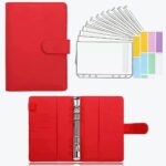 Portefeuille enveloppe budget cuir PU rouge