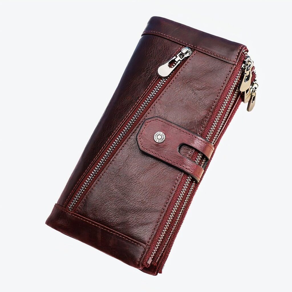 Portefeuille homme personnalisable cuir rouge