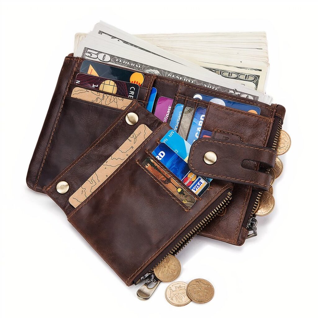 Portefeuille personnalisable texte marron