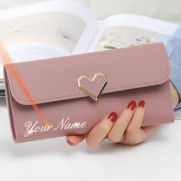 Pochette portefeuille femme personnalisé avec fermoir cœur rose 14879 m7bkkv