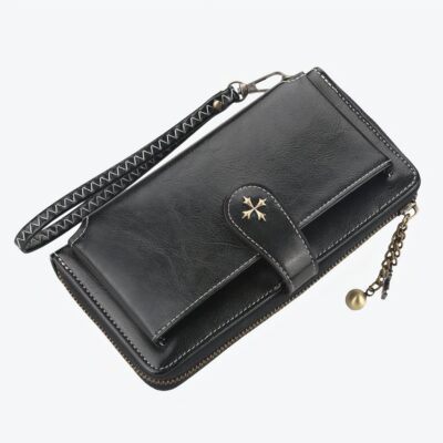 Grand portefeuille personnalisé noir pour femme