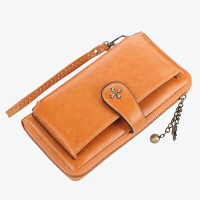 Portefeuille personnalisé femme camel