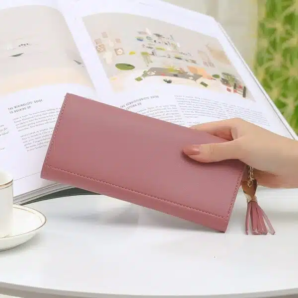 Pochette portefeuille femme personnalisé rose main image 3