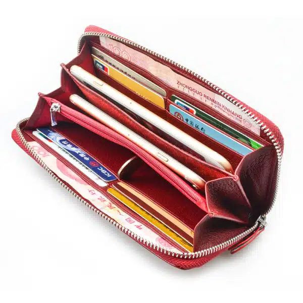 Mini Porte-monnaie Pour Femme En Cuir Véritable Avec Pochette Zippée Et