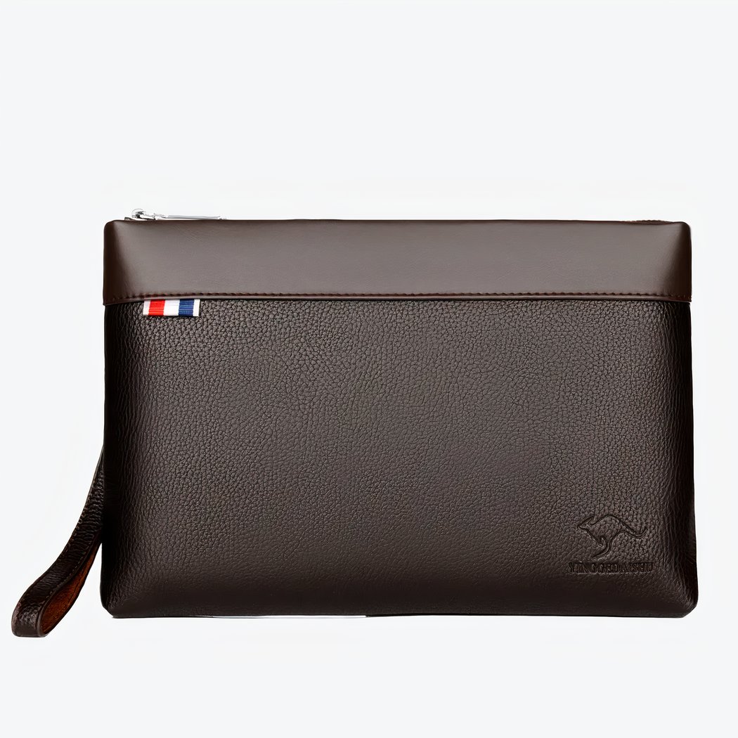 Pochette homme luxe avec anse marron • Mes Portefeuilles