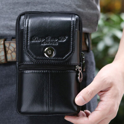 Portefeuille de ceinture homme - noir  (vertical)